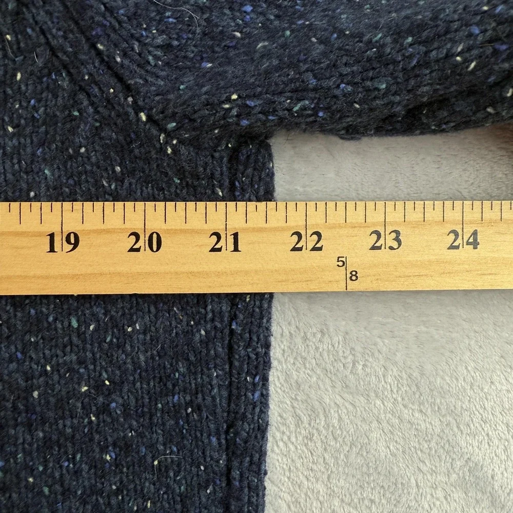 UNTUCKit Sweater Mens Medium Blue Lambswool Henley Mock Neck Speckled Pullover